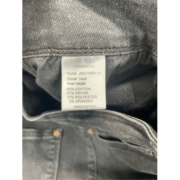 Judy Blue Skinny Fit Jeans Womens 14 Black Leopard Patch Distressed Edgy Biker - Picture 6 of 10